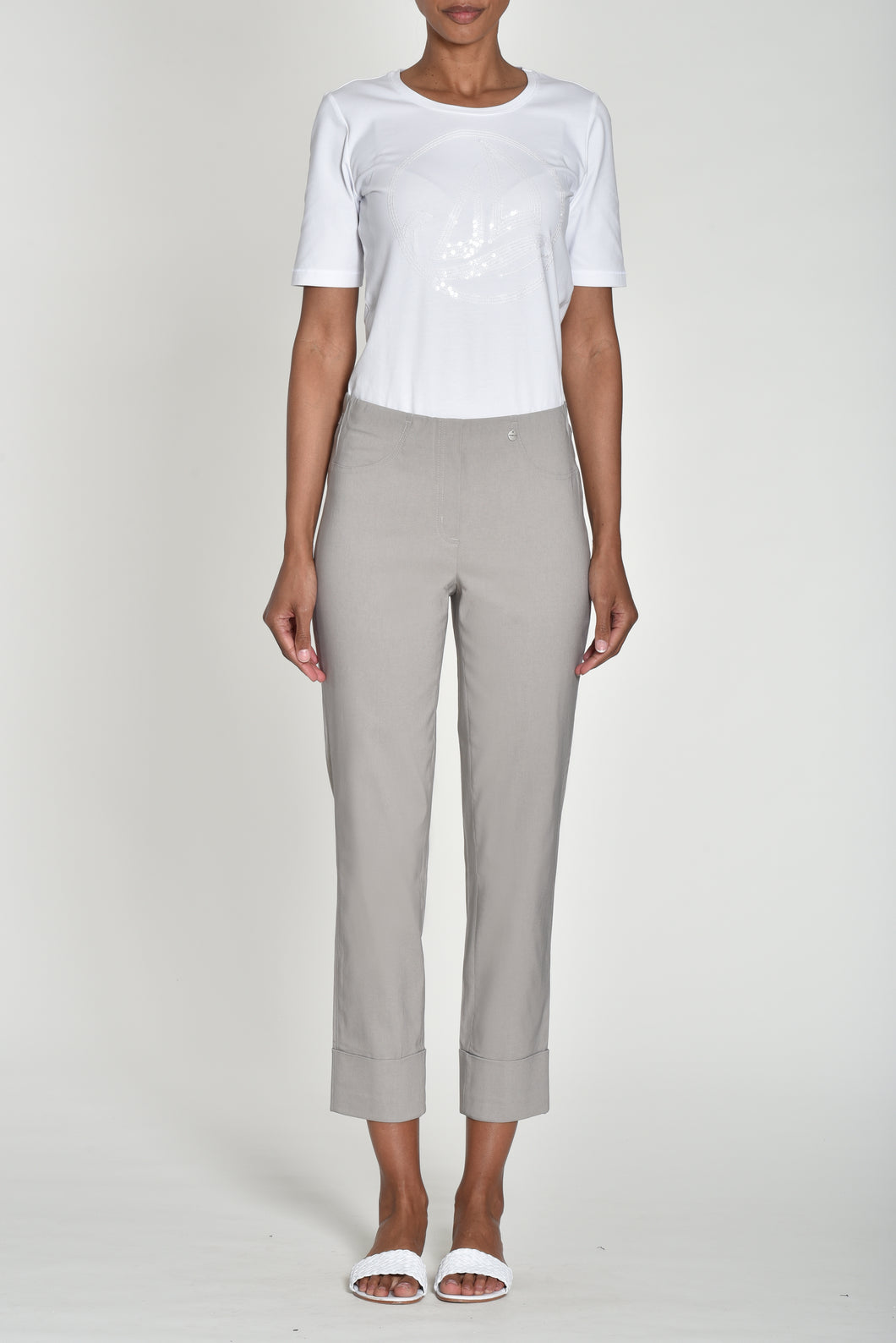 51568-Turn-Up Bella Trousers - Mink/Stone - Robell