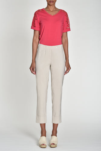 51568- Turn-Up Bella Trousers - Beige - Robell