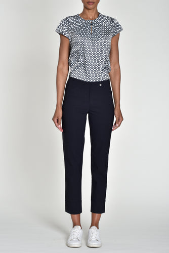51568- Turn-Up Bella Trousers - Navy - Robell