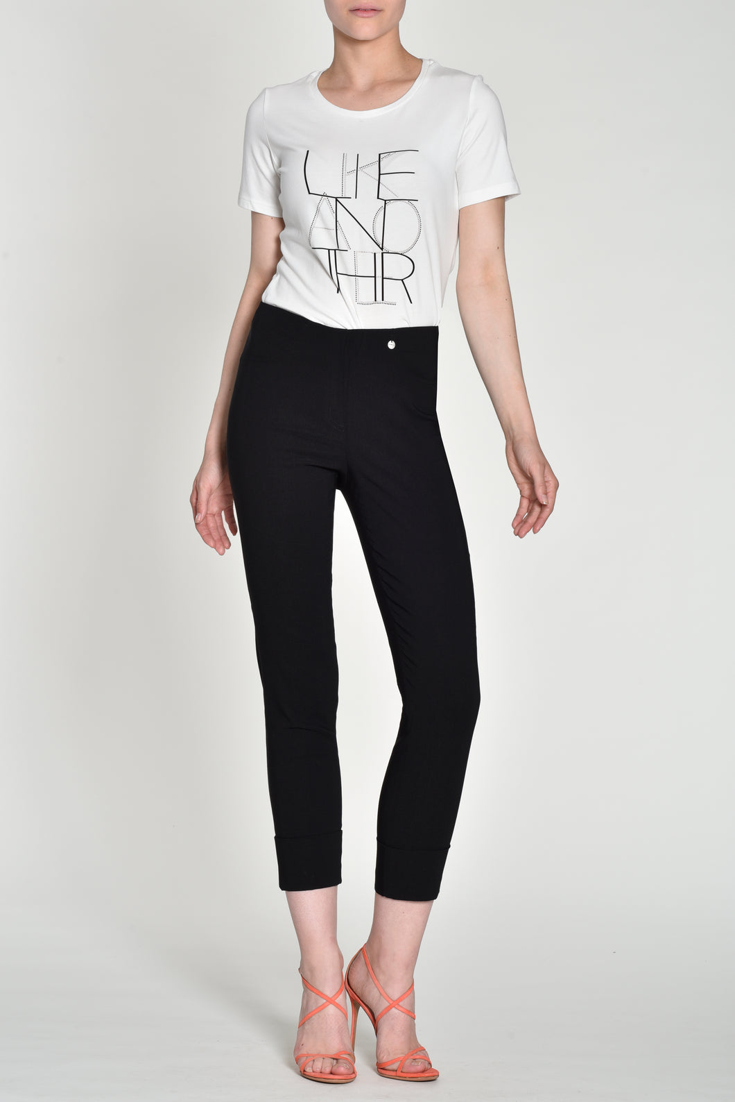 51568- Turn-Up Bella Trousers - Black - Robell