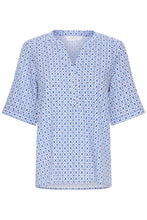Load image into Gallery viewer, Blue Pattern Button Top - b.young