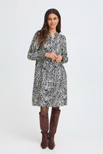 Load image into Gallery viewer, Navy Pattern Knee Length Dress - Fransa