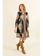 Load image into Gallery viewer, LA1552CH Molly Bracken Black Pierra Printed Shirt Dress