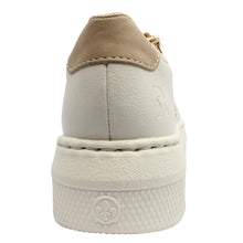 Load image into Gallery viewer, White and Gold Lace-Up Trainer - Rieker