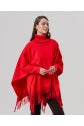 Load image into Gallery viewer, Red Knit Poncho with High Collar - Surkana