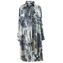 Load image into Gallery viewer, NSDQ891- Navy Cream &amp; Gold Floral Shirt Dress - Powell Craft