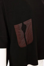 Load image into Gallery viewer, Black &amp; Choko Round Neck Top With Print Sections