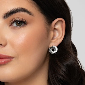 T300ECB - Clear & Jet Stone Earrings - Knight & Day