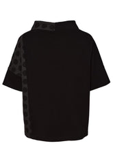 Load image into Gallery viewer, Black &amp; Grey High Neck Top With Jacquard Spot Panels And Pocket Detail- Naya