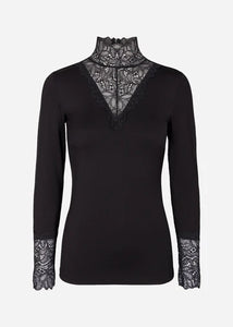 Black Long Sleeve Lace Top - Soya Concept