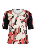 Load image into Gallery viewer, 54199- Coral &amp; Beige Print T-Shirt- Habella