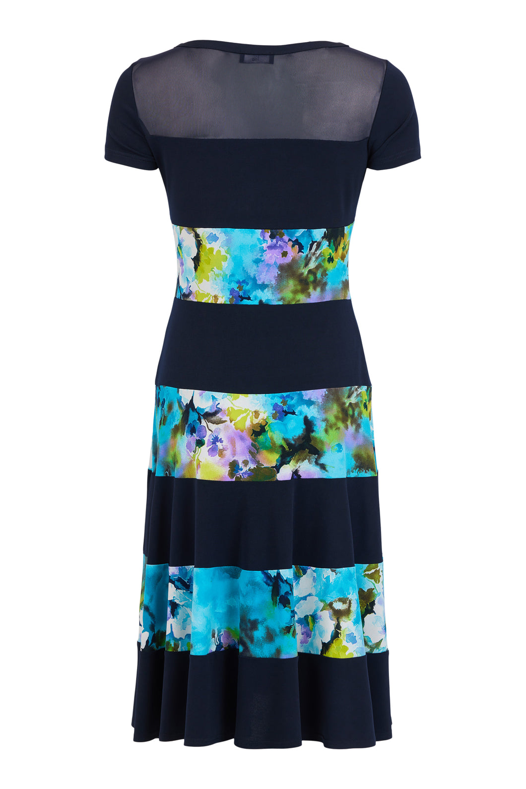 78762-Navy and Floral Print Dress-Tia