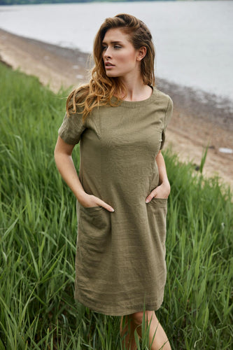 6083 - Tunic Dress - Khaki Green  - Sunday