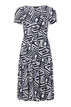 Load image into Gallery viewer, 78355 - Abstract Dress with Seam Detail - Navy &amp; White  - Tia