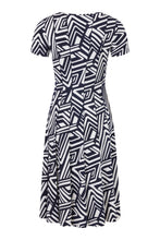Load image into Gallery viewer, 78355 - Abstract Dress with Seam Detail - Navy &amp; White  - Tia
