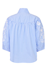 86212 - Striped Blue Shirt with Embroidery - Noen
