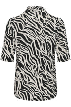 Load image into Gallery viewer, 4157- Abstract Print Short Sleeve Top- Black/White- Fransa