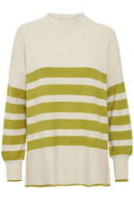 Load image into Gallery viewer, 4176- Striped Knit Jumper- Green/Beige- Fransa