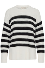 Load image into Gallery viewer, 4173- Knit Stripe Jumper- White/Black- Fransa
