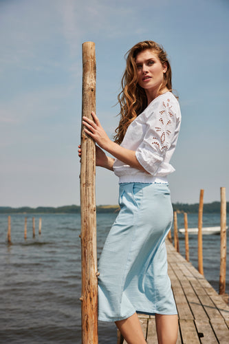 6467- White Blouse with Sleeve Detail - Sunday