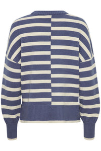 2456- Stripe Knit Jumper-Blue Mix- Fransa