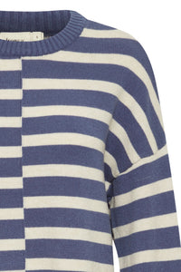 2456- Stripe Knit Jumper-Blue Mix- Fransa