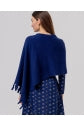 Load image into Gallery viewer, Blue Knit Poncho with Fringe - Surkana