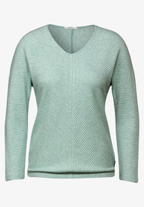 322386- Glaced Green V- Neck Jumper - Cecil