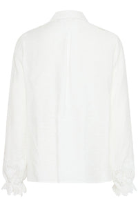 5029- Long Sleeve Detailed Shirt- White- Fransa