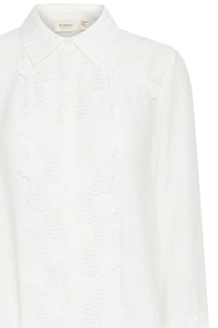 5029- Long Sleeve Detailed Shirt- White- Fransa