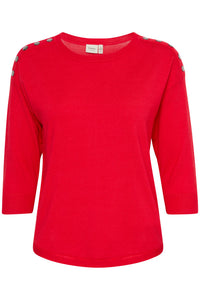 7204- Button detail Jumper- Poinsettia- Fransa