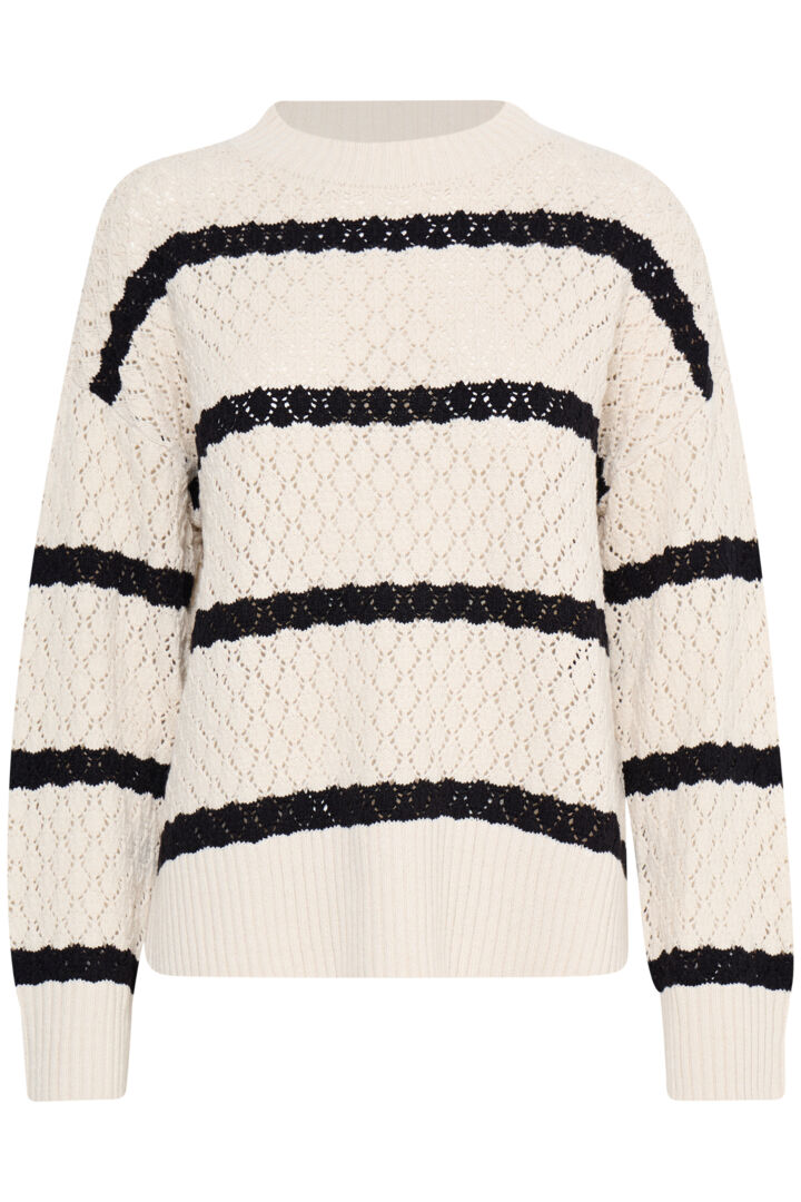 5108- Knitted Jumper- Black/White- Fransa