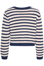 Load image into Gallery viewer, 5113- Knitted striped Cardigan- Navy- Fransa