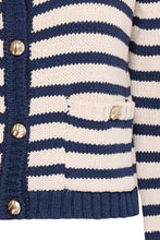 Load image into Gallery viewer, 5113- Knitted striped Cardigan- Navy- Fransa