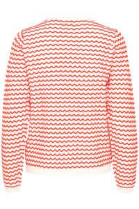 5582- Knitted Top w/ ZigZag Design- Red/White- Fransa