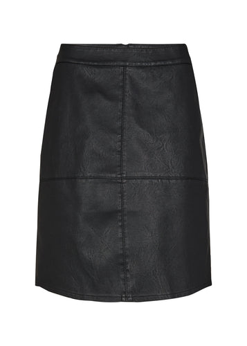 16881- MIDI Leather Skirt- Black- Soya Concept