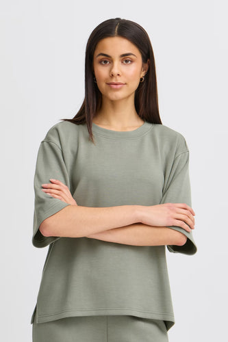 5492 - Short Sleeve Sweatshirt Agave Green - Fransa