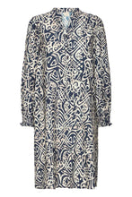 Load image into Gallery viewer, Navy Pattern Knee Length Dress - Fransa