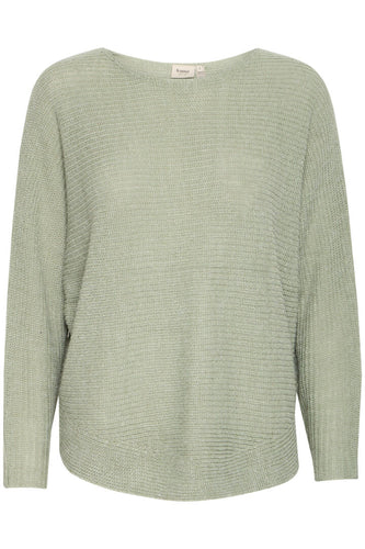 1845- Knitted Round Neck Jumper- Sage Green- Fransa