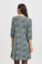 Load image into Gallery viewer, 4159- 3/4 Sleeve Jersey Dress- Green Mix- Fransa