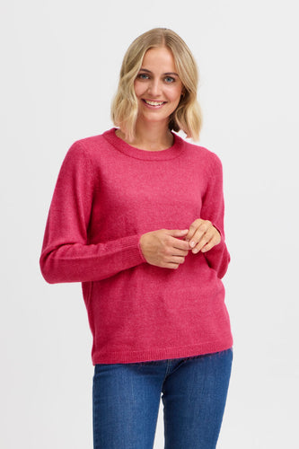 4492- Round Neck Jumper- Beetroot - Fransa