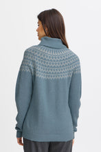 Load image into Gallery viewer, 4514- Roll Neck Print Knit Jumper- Blue- Fransa