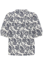 Load image into Gallery viewer, Navy Floral Print Cotton Blouse - Fransa