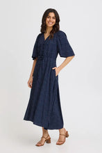 Load image into Gallery viewer, Navy Button Polka Dot Dress - Fransa