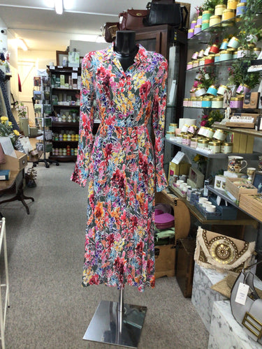 5859- Floral Shirt Dress- Foxglove- Foil