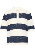 Load image into Gallery viewer, Navy&amp;White Short Sleeve Pullover - Fransa