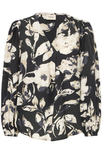 Patterned Blouse- Black - Fransa