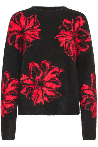 Flower Print Jumper - Black - B.Young