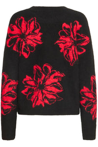 Flower Print Jumper - Black - B.Young