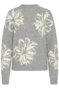 Flower Print Jumper - Grey - B.Young